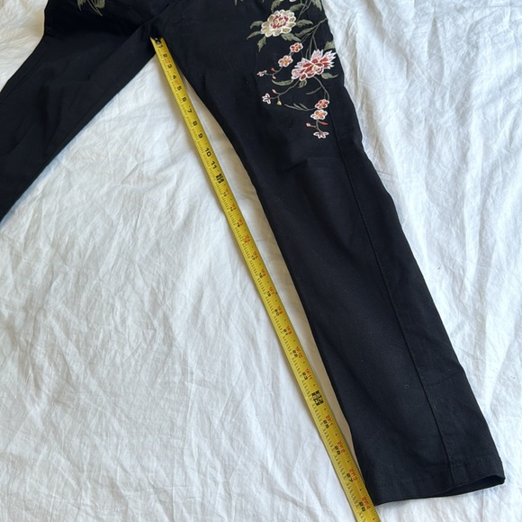 Rose Embroidered slim fit denim overalls . - Picture 14 of 16